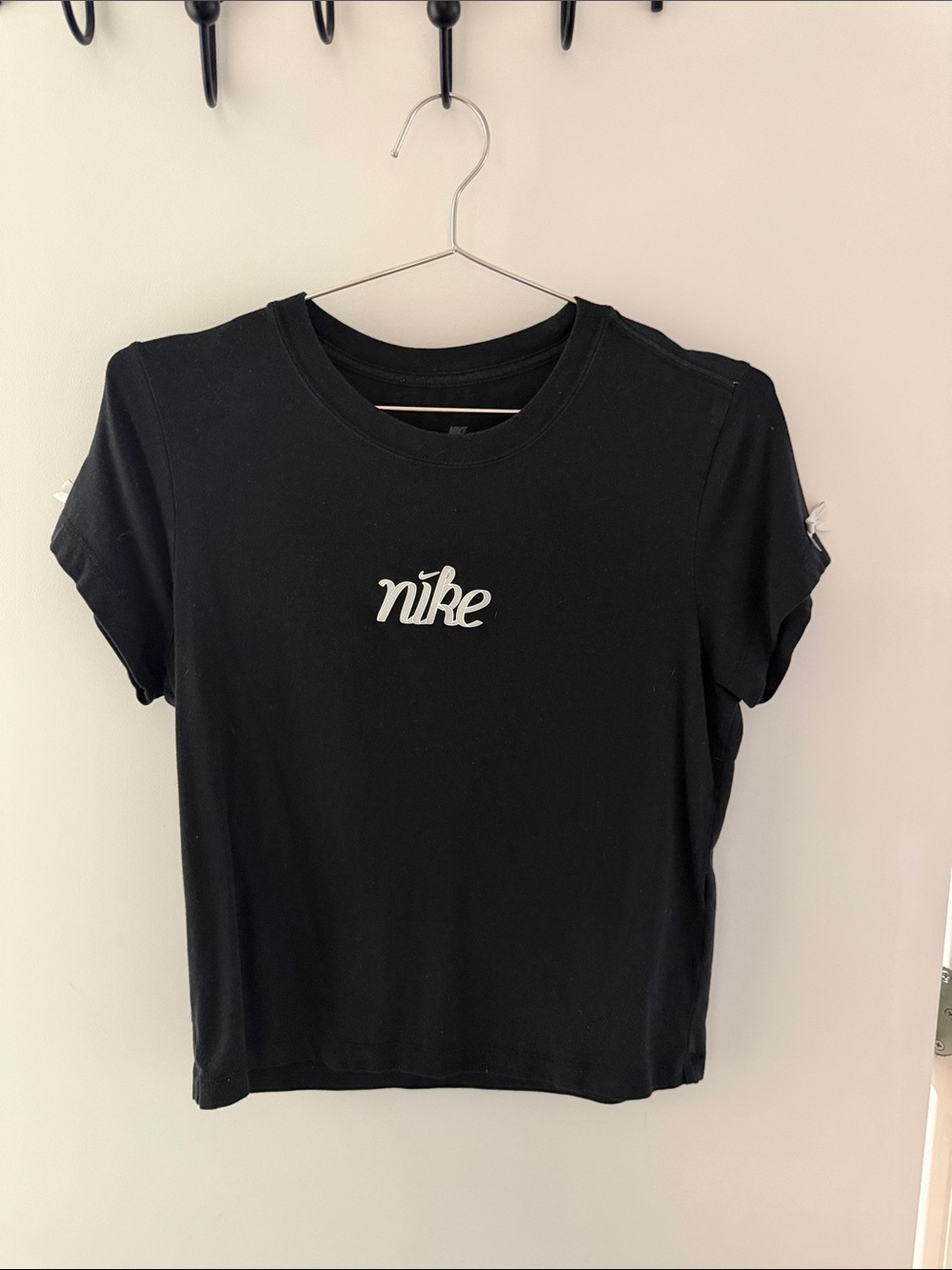 Nike Women’s Black Tee with White Script Logo